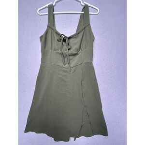 CHICME Mini Dress Textured Crepe Olive Green Medium Womens